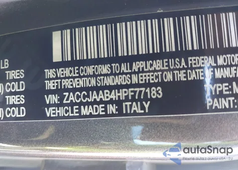 2017 Jeep Renegade Sport Fwd из США, поврежденный, VIN ZACCJAAB4HPF77183